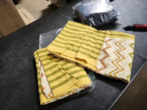 THE ART BOX Cotton Curtains, Yellow Zig Zag Lines Chevron Going up and Down Horizontal Stripe with Tab Top Window café Drapes Curtain for Living Room Dining Room (36"x44" Each Panel) 2 Panel | EZ Auction