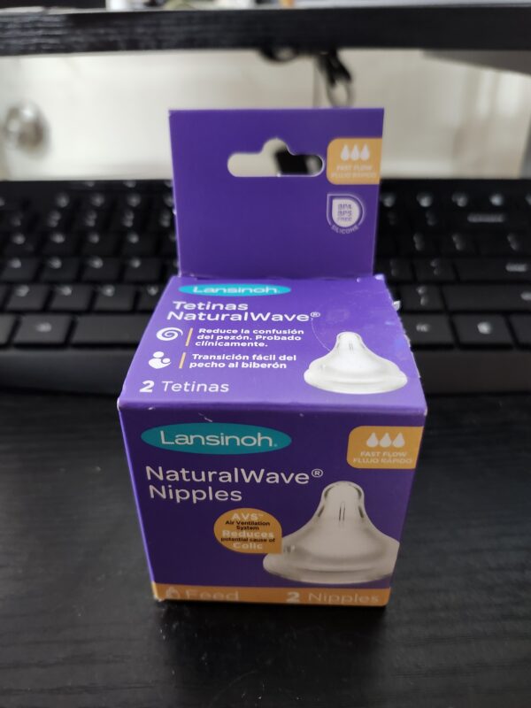 Lansinoh NaturalWave Baby Bottle Nipples, Fast Flow, Size L, Anti-Colic, 2 Count | EZ Auction