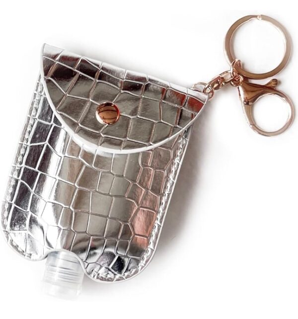 ***ROSE GOLD****Metalic Croc Pattern Cosmetic Bottle Holder Fits 1 or 2-Ounce Bottles; Clips to Diaper Bag, Purse or Travel Bag (Silver) | EZ Auction