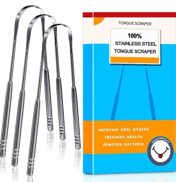 Tongue Scraper, 3 Pack-New Edition 100% (Medical Grade) Professional Stainless Steel Tounge Scrappers Great for Banishes Bad Breath and Maintains Oral Care, Tongue Cleaner for Adults and Kids | EZ Auction