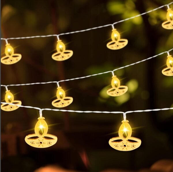 5.4 ft Diwali String Lights Diya Lights 10 LED Indian String Lights Diwali Decorations for Home Warm White Lights for Indoor Outdoor Diwali Party Wedding Decoration | EZ Auction