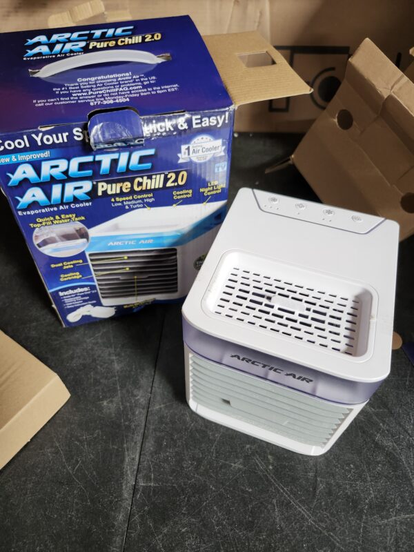 Arctic Air Pure Chill 2.0 Evaporative Air Cooler by Ontel - Powerful, Quiet, Lightweight and Portable Space Cooler with Hydro-Chill Technology For Bedroom, Office, Living Room & More,Blue | EZ Auction