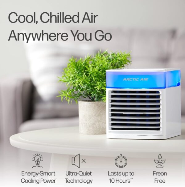 Arctic Air Pure Chill 2.0 Evaporative Air Cooler by Ontel - Powerful, Quiet, Lightweight and Portable Space Cooler with Hydro-Chill Technology For Bedroom, Office, Living Room & More,Blue | EZ Auction