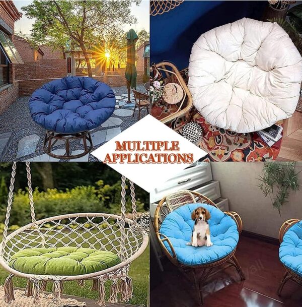 COLOR BHLACK* Papasan Chair Cushion 48inch Round Chair Pillow Outdoor Soft and Durable Hanging Chair Cushions Tufted with Non-Slip Ties Papasan Cushion Only | EZ Auction