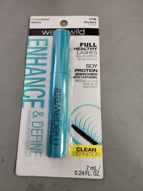 wet n wild Enhance and Define Megawear Mascara, Gentle Gel Volumizing Formula that Promotes Full & Healthy Lashes, Enriched with Soy Protein & Panthenol, Cruelty-Free & Vegan - Black | EZ Auction