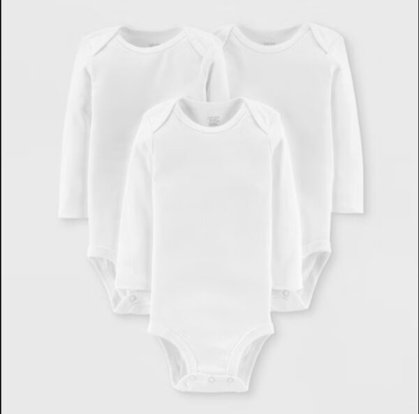 SIZE NB* Carter's Just One You® Baby 3pk Long Sleeve Bodysuit - Lead White Preemie | EZ Auction