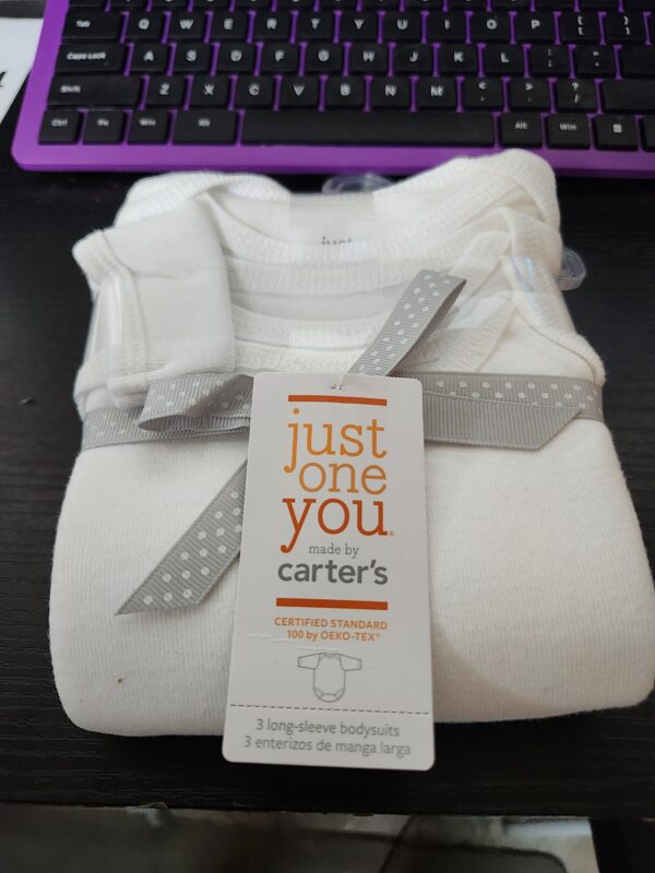 SIZE NB* Carter's Just One You® Baby 3pk Long Sleeve Bodysuit - Lead White Preemie | EZ Auction