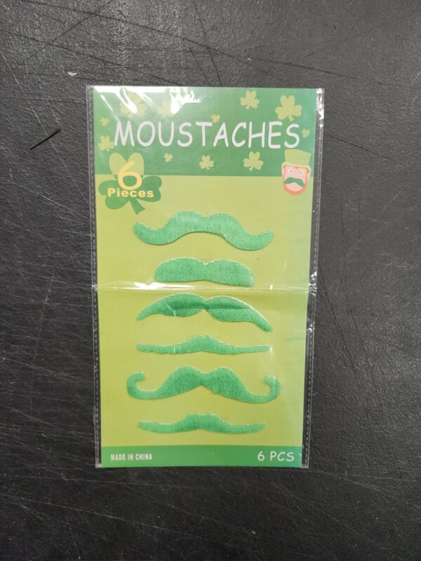 Soochat St. Patrick's Day Mustache Green Simulation Mustache Fake Green Mustaches Beard Cosplay Costume Accessories Photo Props for Irish St Patrick's Day Party Decor 6Pcs | EZ Auction