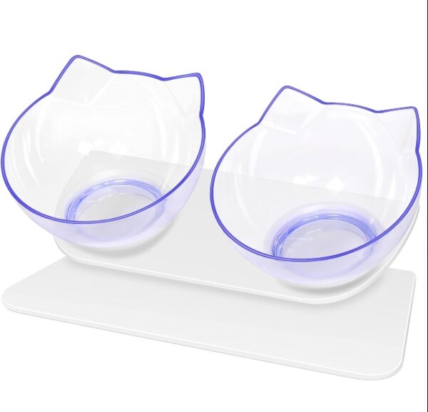 ***ONE BOWL IS BROKEN***UPSKY Cat Bowls Elevated Cat Food Water Bowls Set, 15° Tilted Raised Cat Bowls, Anti Vomiting Cat Dish Pet Feeder Bowls with Stand for Indoor Cats and Small Dogs | EZ Auction