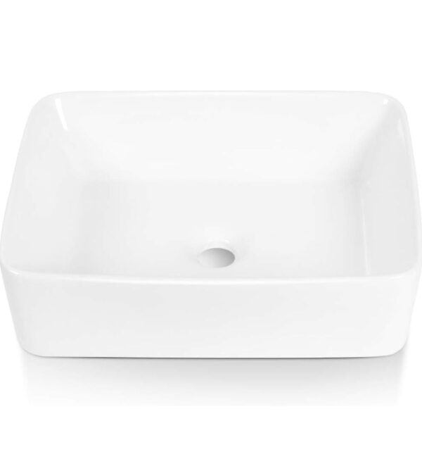 Sinber 19" x 15" x 5.31" White Rectangular Ceramic Countertop Bathroom Vanity Vessel Sink BVS1915A-OL | EZ Auction