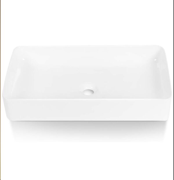 Sinber 24" x 14" x 4.33" White Rectangular Ceramic Countertop Bathroom Vanity Vessel Sink BVS2414A-OK | EZ Auction