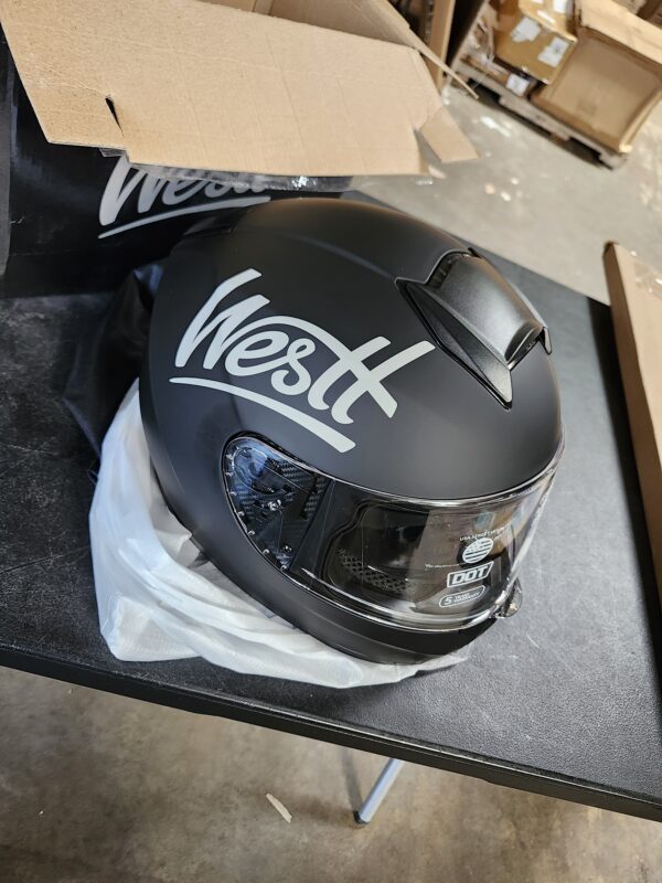 SIZE S* Westt Full Face Helmet - Street Bike Helmet with Dual Visor DOT Approved - Motorcycle Helmets for Men Women Adults Compact Lightweight Storm X Grey Black White | EZ Auction