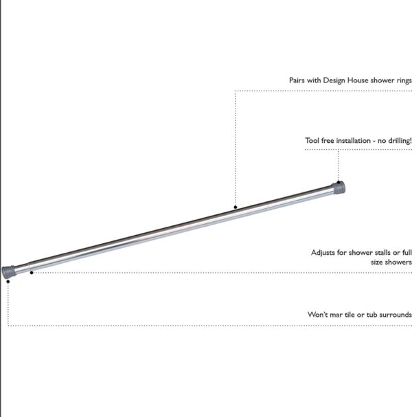 Design House Adjustable Shower Rod 43-inch-72-inch Chrome | EZ Auction