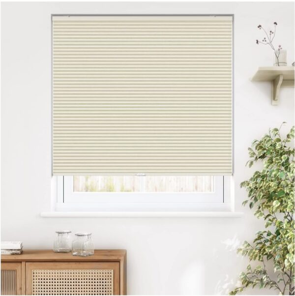 LazBlinds Cordless Cellular Shades, Blackout Privacy Light Blocking Honeycomb Shade Pleated Blinds for Windows Size 44'' W x 48'' H, Cream | EZ Auction