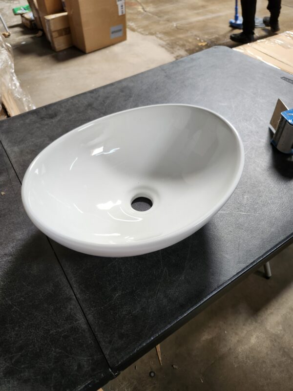 Sinber 16" x 13" x 5.5" White Oval Ceramic Countertop Bathroom Vanity Vessel Sink BVS1613A-OL | EZ Auction