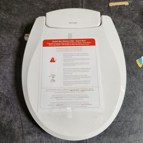 Brondell Bidet Toilet Seat Non-Electric Swash Ecoseat, Fits Elongated Toilets, White - Dual Nozzle System, Ambient Water Temperature - Bidet with Easy Installation | EZ Auction