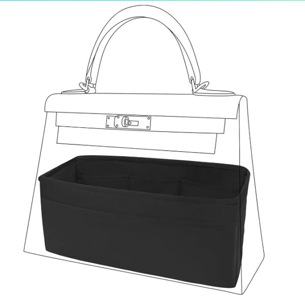 DGAZ Purse Bag Organizer Insert, Silk, Luxury Handbag Tote in Bag Shapers, Fits Kelly mini I/mini II /20/25/28/32/35/40 Bags (Black, KL25) | EZ Auction