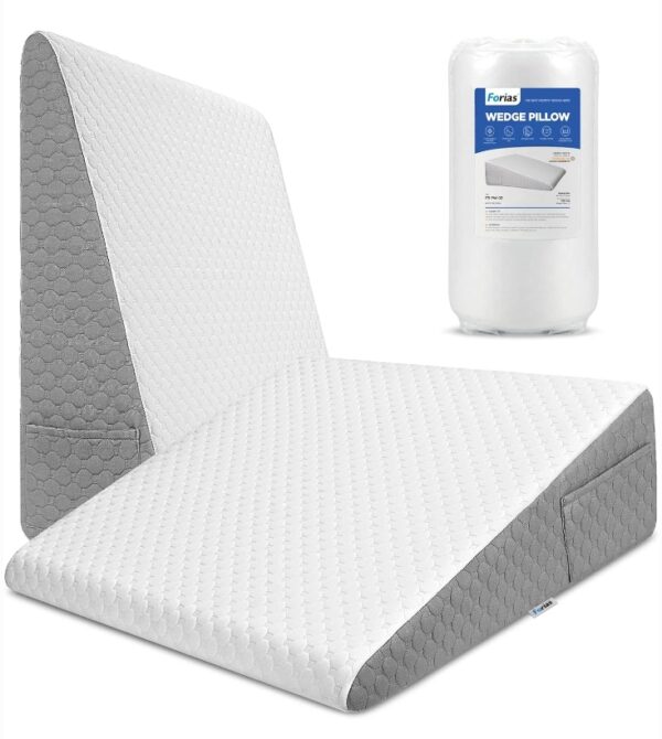 ***USED, ONLY ONE *** Forias Wedge Pillow for Sleeping 12" Bed Wedge Pillow for After Surgery Triangle Pillow Wedge for Acid Reflux Gerd Snoring Post Surgery Leg Back Pain Relief - Soft Memory Foam Top & Washable Cover | EZ Auction