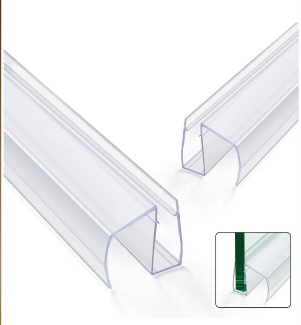 Shower Door Bottom Seal Strips 2PCS, 36 Inch Length PVC Clear Seal Strips with Drip Rail for 1/4"(6mm) Thick Frameless Glass Door, to Stop Water Leak | EZ Auction