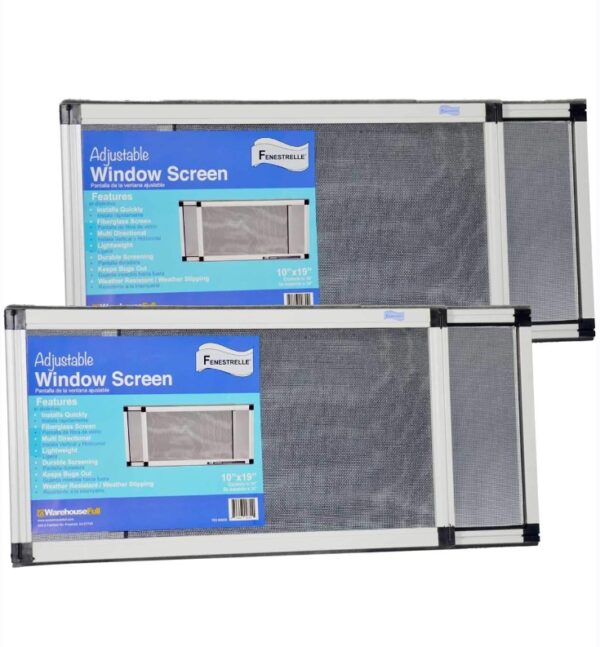 Fenestrelle Expandable Window Screen, 2 Way Adjustable, Horizontal (10" H x 19" - 36" W) or Convert to Vertical (19" H x 10" - 18" W), Perfect Replacement Screen for Windows, 2 Pack of Small Screens | EZ Auction