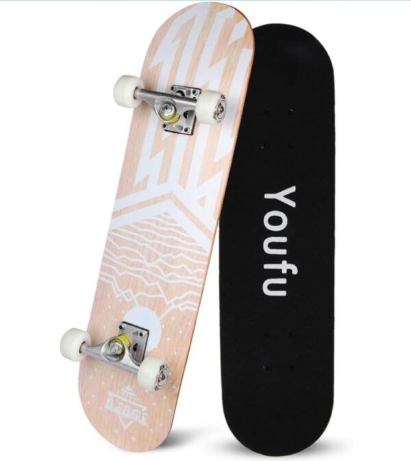 *** USED *** YF youfu Complete Skateboards, 31 inch Pro Skateboard for Boys/Girls/Youth/Adults, Tricks Skate Board for Beginners & Pro, Double Kick 7 Layer Canadian Maple Wood Concave Skateboard | EZ Auction