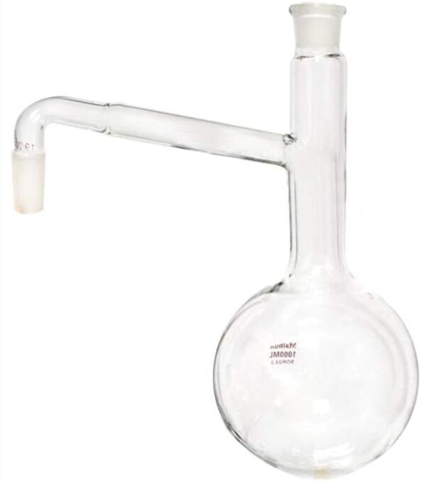 Lab Glass Distilling Flask, Distillation Flask,Condenser,Glass elbow,2-neck distillation flask,Chemistry Lab Glassware (Distillation flask 1 (1000ml)) | EZ Auction