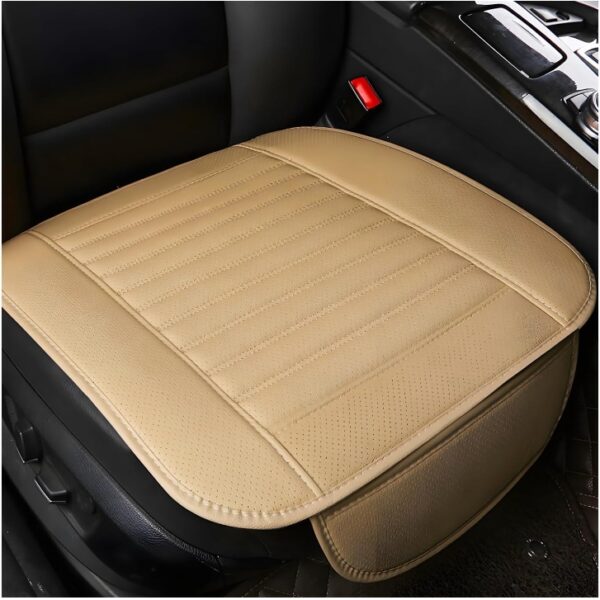 1 PCS Car Seat Covers for Front Seats, Breathable Leather Cushion Protector, Anti-Slip Driver Seat Padded with Storage Pockets, Universal Car Accessories for Most Cars, SUVs (Beige) | EZ Auction