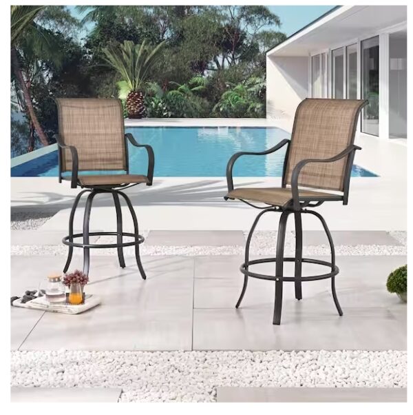 Swivel Sling Outdoor Bar Stool (2-Pack) | EZ Auction