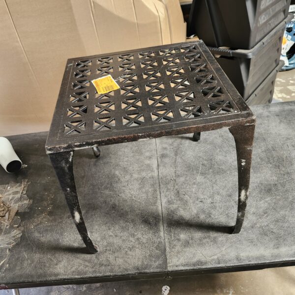 ***READ THE DESCRIPTION***Eliseo Bronze Square Aluminum Outdoor Patio Side Table | EZ Auction