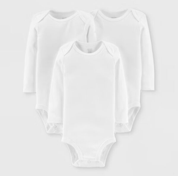 SIZE NB* Carter's Just One You®️ Baby 3pk Long Sleeve Bodysuit - Lead White | EZ Auction