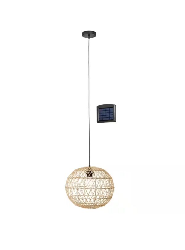 "Hampton Bay Ashville 1-Light Brown Rattan LED Outdoor Solar Pendant Light with Remote Solar Panel" | EZ Auction