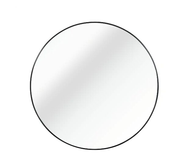 24 Inch Metal Round Bathroom Mirror - Black | EZ Auction