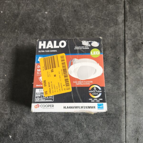 "HALO HLA Series 4 in. Adjustable CCT Canless IC Rated Dimmable Indoor, Outdoor Integrated LED Recessed Light Gimbal Trim" | EZ Auction