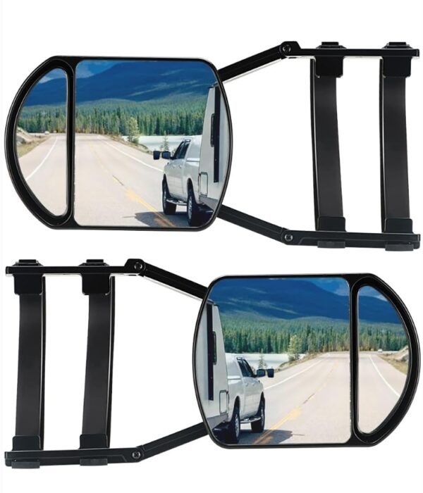 Towing Mirrors, Mirror Extensions For Towing, 360 Degree Rotation Clip-on Dual View Tow Mirrors for Vehicle Car Truck Trailer, 2pcs | EZ Auction