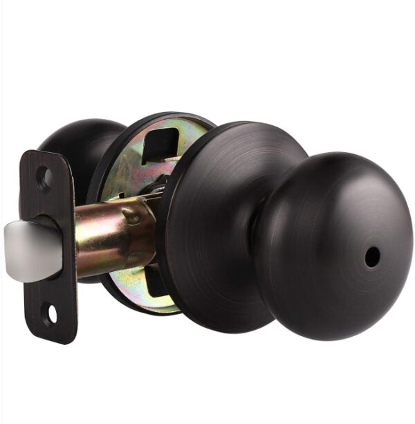 Probrico Round Privacy Door Knob, Bathroom/Bedroom Door Knobs, Oil Rubbed Bronze Interior Door Knob Without Key, Keyless Locking Door Knob | EZ Auction