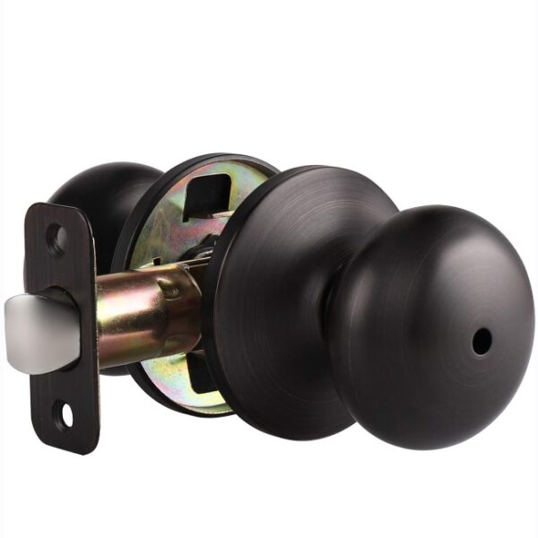 Probrico Round Privacy Door Knob, Bathroom/Bedroom Door Knobs, Oil Rubbed Bronze Interior Door Knob Without Key, Keyless Locking Door Knob | EZ Auction