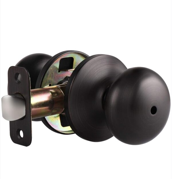 Probrico Round Privacy Door Knob, Bathroom/Bedroom Door Knobs, Oil Rubbed Bronze Interior Door Knob Without Key, Keyless Locking Door Knob | EZ Auction