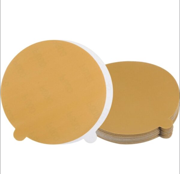 50pcs PSA Sanding Discs - [6 Inch x 600 Grit] Non-Hole Self Adhesive Sticky-Back Gold Sandpaper Discs with Tab for Automotive Car Paint Use, Aluminum Oxide, Round | EZ Auction