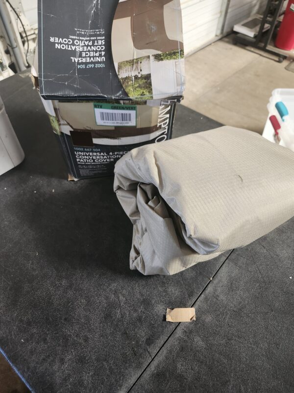 Hampton Bay V-Shape Beige Patio Furniture Cover | EZ Auction