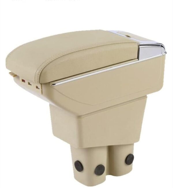 Leather Car Center Console Armrest Box Replacement for Honda City 2009 2010 2011 2012 2013 2014 Armrests Storage Box (Beige with 7USB Ports) | EZ Auction