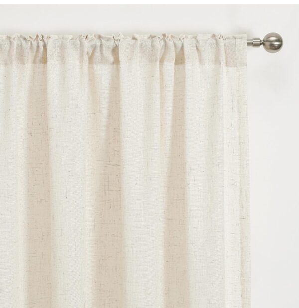 MIUCO Linen Curtains 84 Inches Long for Bedroom Living Room, Light Filtering Curtains, Boho Curtains Modern Neutral Décor Farmhouse Drapes, Rod Pocket & Back Tab Curtains, 2 Tiebacks 2 Panels Natural | EZ Auction