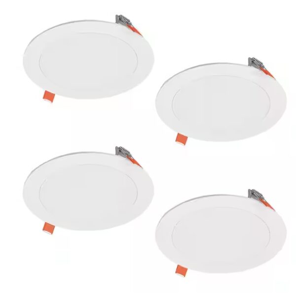 HALO HLBSL6 6 in. Adjustable CCT Canless IC Rated Dimmable Indoor Integrated LED Recessed Light Kit (4-Pack) | EZ Auction