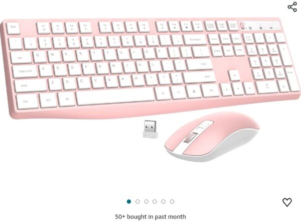 Wireless Keyboard and Mouse Combo, Lovaky 2.4G Full-Sized Ergonomic Keyboard Mouse, 3 DPI Adjustable Cordless USB Keyboard and Mouse, Quiet Click for Computer/Laptop/Windows/Mac (1 Pack, Pink) | EZ Auction