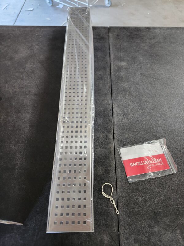 "Oatey Designline 28 in. Stainless Steel Linear Shower Drain with Square Pattern Drain Cover" | EZ Auction