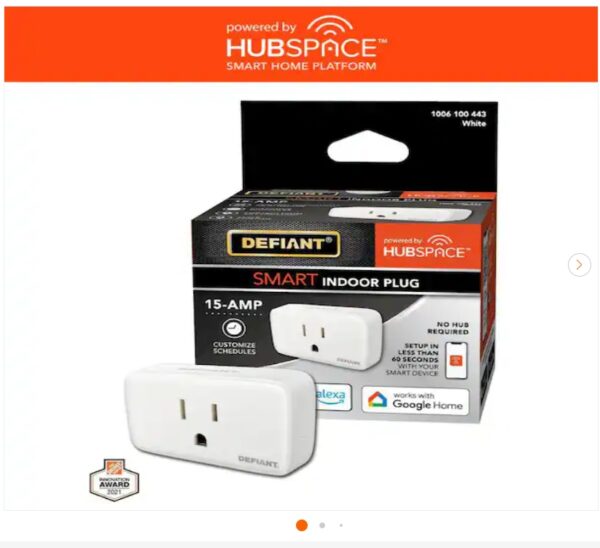 Defiant 15 Amp 120-Volt Indoor Smart Plug & Timer Wi-Fi Bluetooth Single Outlet Powered by Hubspace | EZ Auction