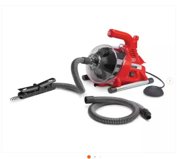 ***USED AND MISSING ONE HOSE***RIDGID PowerClear 120-Volt Drain Cleaning Snake Auger Machine for Heavy Duty Pipe Cleaning for Tubs, Showers, and Sinks | EZ Auction