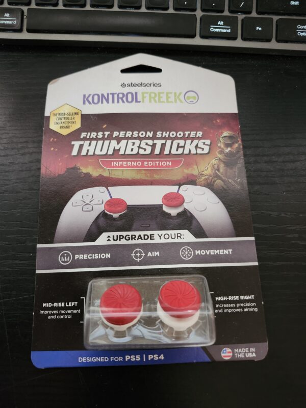 KontrolFreek FPS Freek Inferno for Playstation 4 (PS4) and Playstation 5 (PS5) Controller | Performance Thumbsticks | 1 High-Rise, 1 Mid-Rise | Red/White | EZ Auction