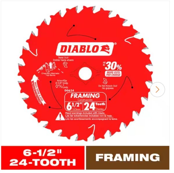 DIABLO 6-1/2in. x 24-Teeth Framing Circular Saw Blade for Wood | EZ Auction