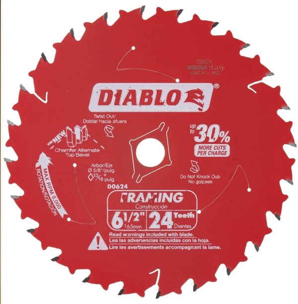 DIABLO 6-1/2in. x 24-Teeth Framing Circular Saw Blade for Wood | EZ Auction