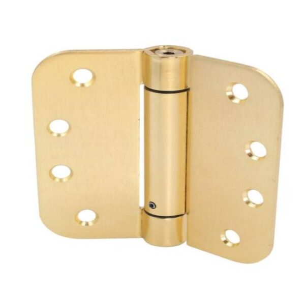 Everbilt 4 in. x 5/8 in. Radius Satin Brass Adjustable Spring Hinge | EZ Auction